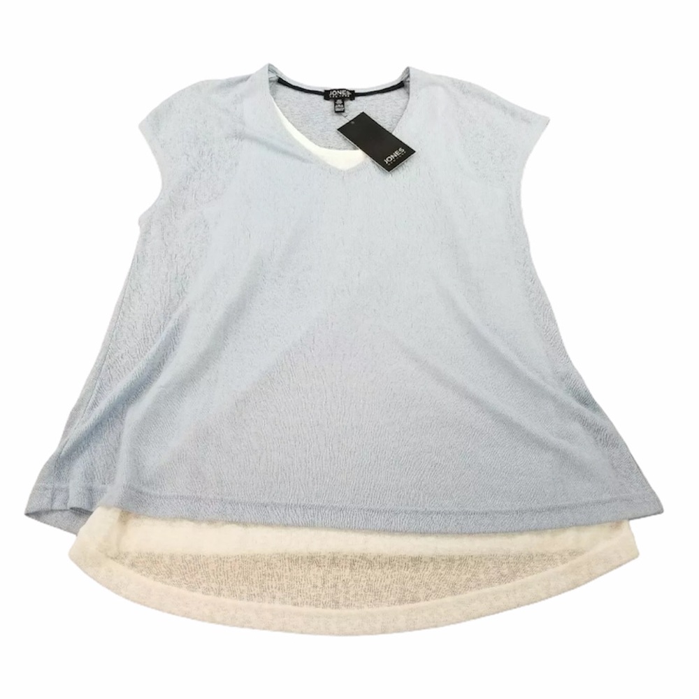 Jones New York Ceramic Blue linen top NWT Size S